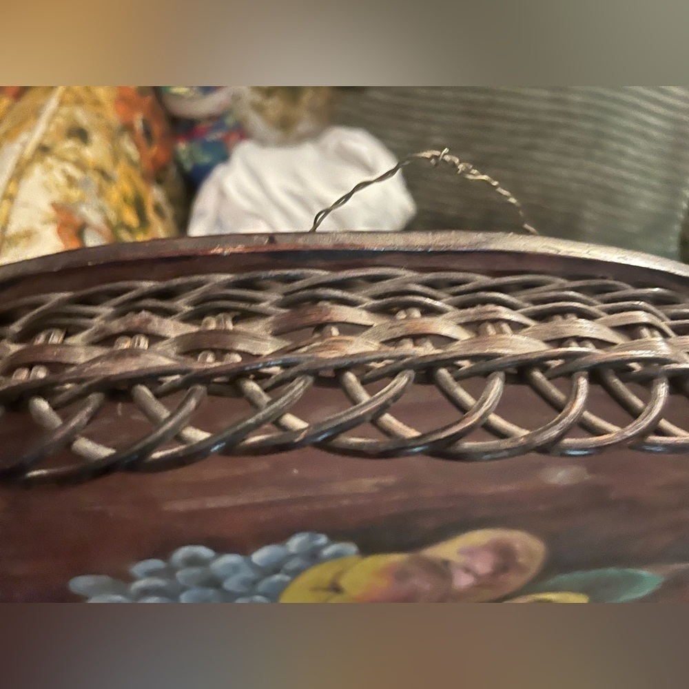 Large Vintage Hand Painted tray Wall hanging Art 22”x15” -Amazing piece !​​​​​​ - Picture 13 of 13